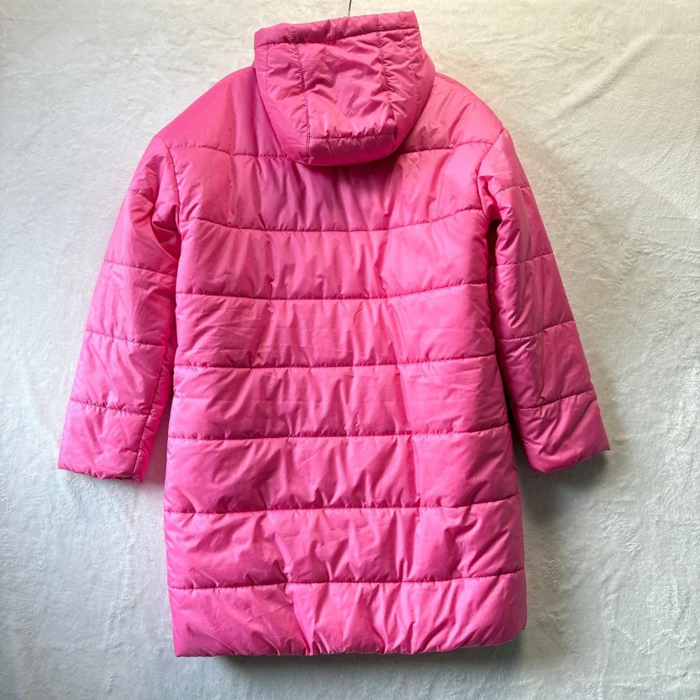 Nike‎ Therma-FIT Puffer Coat Women Sz Small Pink Long Hooded Winter Warm